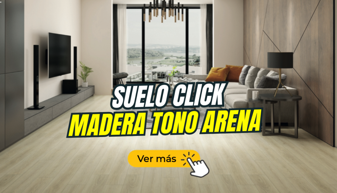 Interior moderno con suelo de madera tono arena y muebles elegantes.