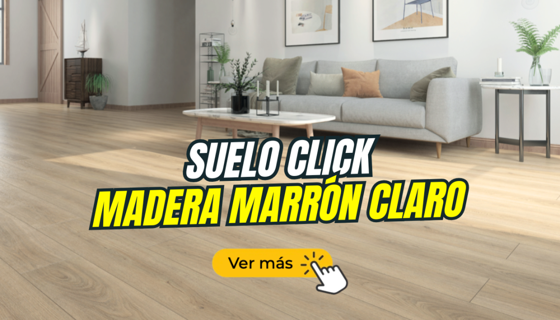 Suelo de madera marrón claro en una sala con sofá y mesa de centro.