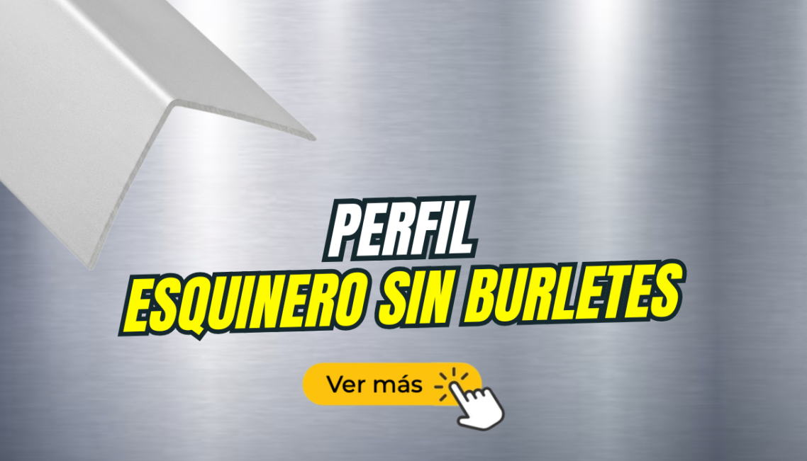 Texto promocional sobre un perfil esquinero sin burletes. Incluye botón de "Ver más".